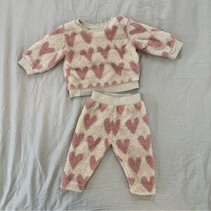 Hanna Andersson 6-12M (70cm) Baby Girl Heart Marshmallow Fleece set